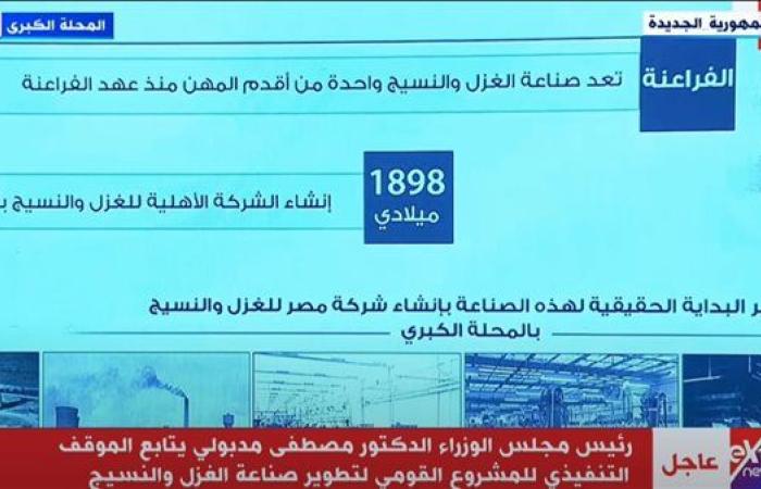 رياضة : رئيس الوزراء يشاهد فيلمًا تسجيليًا بعنوان "نسيج من الذهب"