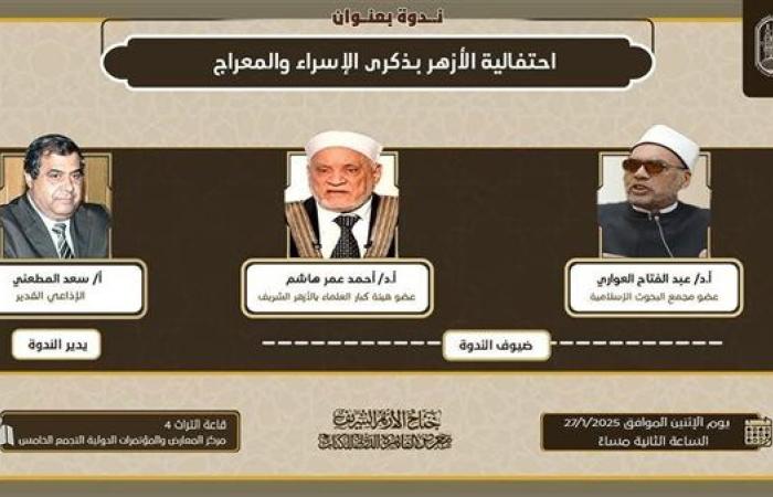 رياضة : غدًا.. جناح الأزهر بمعرض الكتاب يحتفل بذكرى الإسراء والمعراج